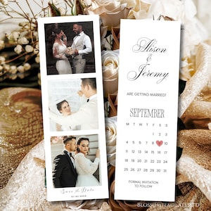 Photo Strip Save the Date Template, Photo Booth Save the Dates, Minimalist Save the Date Editable Template, Film Strip Unique Idea Download