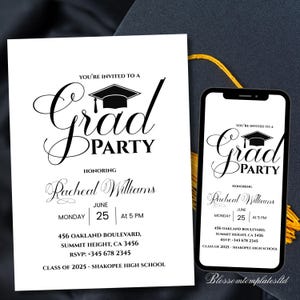 Graduation Party Invitation Template, Graduation Invitation Editable, high School Graduation, Graduation Party Invite, Instant Download
