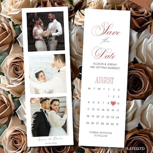Photo Strip Save the Date Template, Photo Booth Save the Dates, Minimalist Save the Date Editable Template, Film Strip Unique Idea Download