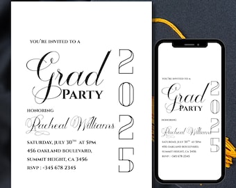 Graduation Party Invitation Template, Graduation Invitation Editable, high School Graduation, Graduation Party Invite, Instant Download