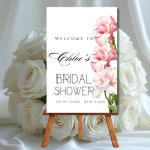 Bridal Shower Welcome Sign Template Blush and Pink Flower Roses Welcome Signage Floral Bridal Shower Poster Editable Blush Welcome Decor