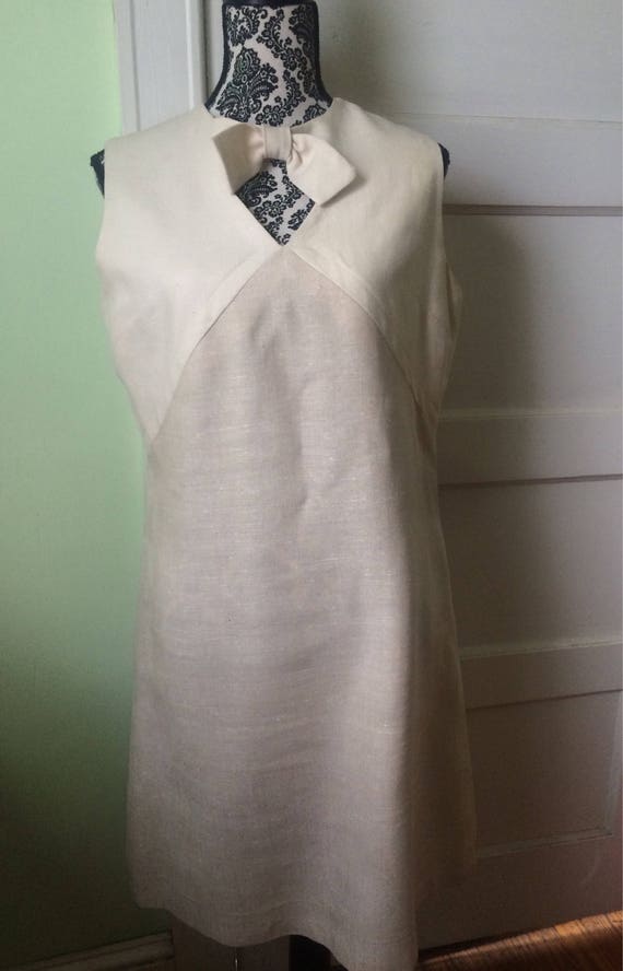 1950s Vintage Linen A-line Dress Classic Linen Day