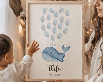 Guest poster baptism fingerprints | guest book | personalized | baptism gift | baptism guest book | fingerprint | guest picture - Twins