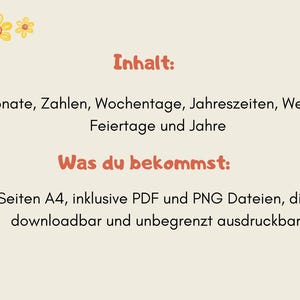 May include: Cream-coloured digital download with German text. The text includes the words "Inhalt" and "Was du bekommst". The image also features yellow and orange flower illustrations.