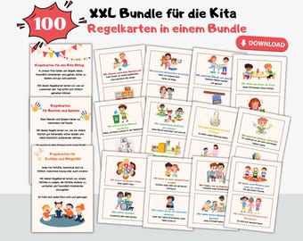 100 Regeln Kindergarten Vorlagen – XXL Bundle für Kita| Regeln Aushang Kita Vorlagen | PDF & PNGs zum Ausdrucken | Vorlagen für Erzieher