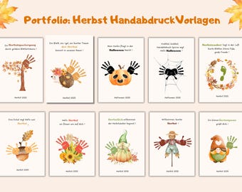 Herbst Handabdruck Druckvorlage | Vorschule, Kindertagesstätte, Kita, Krippe, Grundschule - Herbstaktivität Portfolio Erzieher, Halloween