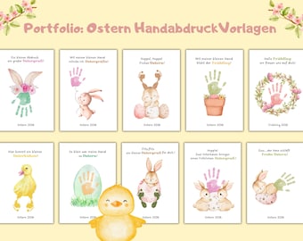 Ostergeschenk für Oma, Tante, Mama PDF – Hand und Fußabdrücke Bastelvorlage zu Ostern, DIY-Idee Ostern für Kinder, Kindergarten und Zuhause