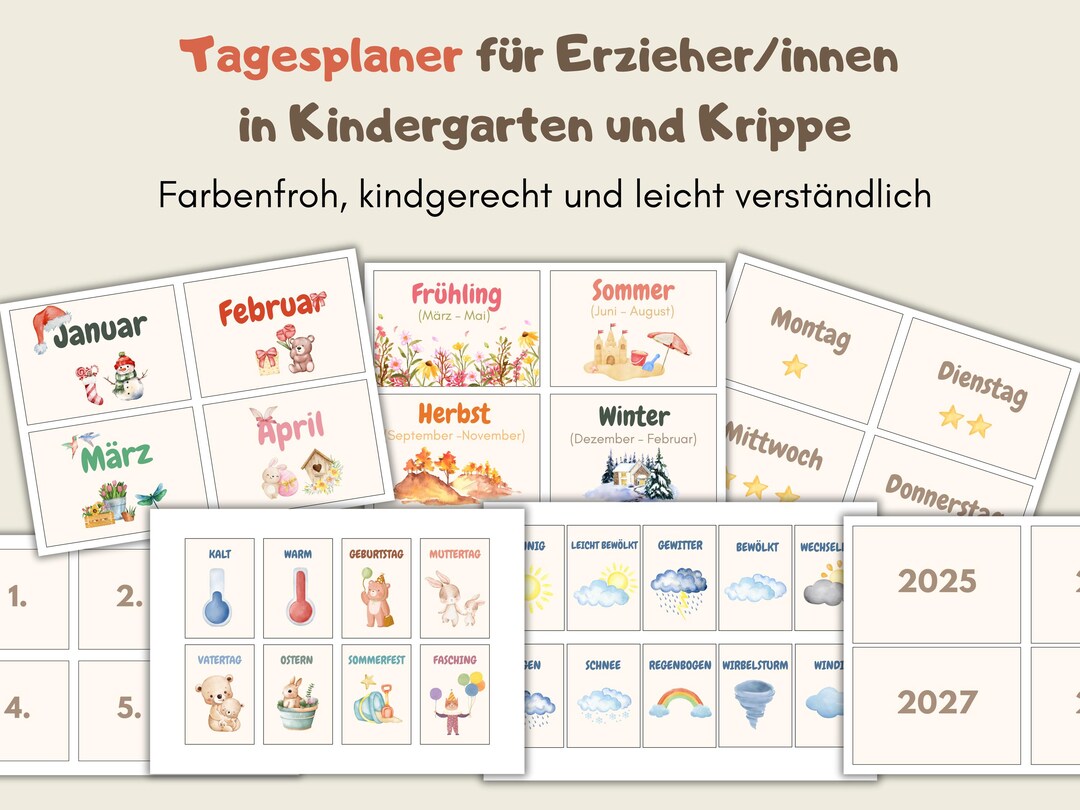 Morgenkreis Karten Kita, Tagesplaner Kindergarten, Tagesplaner Krippe ...