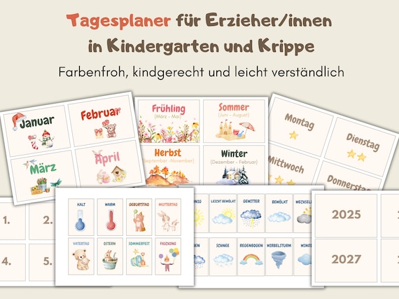 Morgenkreis Karten Kita, Tagesplaner Kindergarten, Tagesplaner Krippe, Tagesplaner für Kinder, Wochenplaner Kindergarten, Montessori Karten
