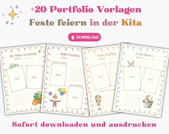 Feste feiern in der Kita + 20 Portfolio Vorlagen - Feiertage Zum Ausdrucken Vorlage A4 Download Kindergarten Druck Kita Krippe Erzieher PDF