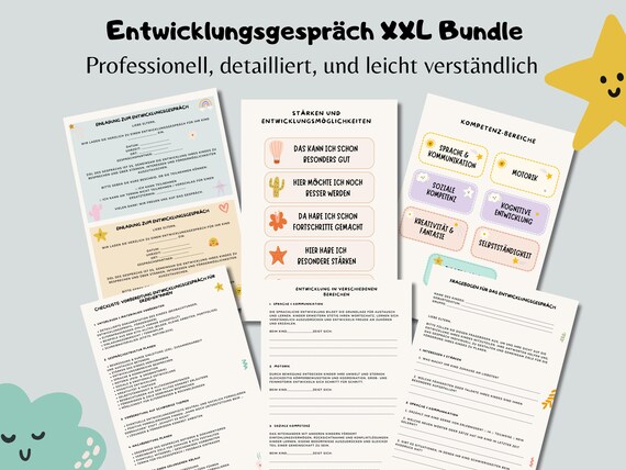Entwicklungsgesprächsvorlage Bundle für Kitas -PDF für pädagogische Fachkräfte- Professionell, Detailliert & Sofort Einsatzbereit -Download
