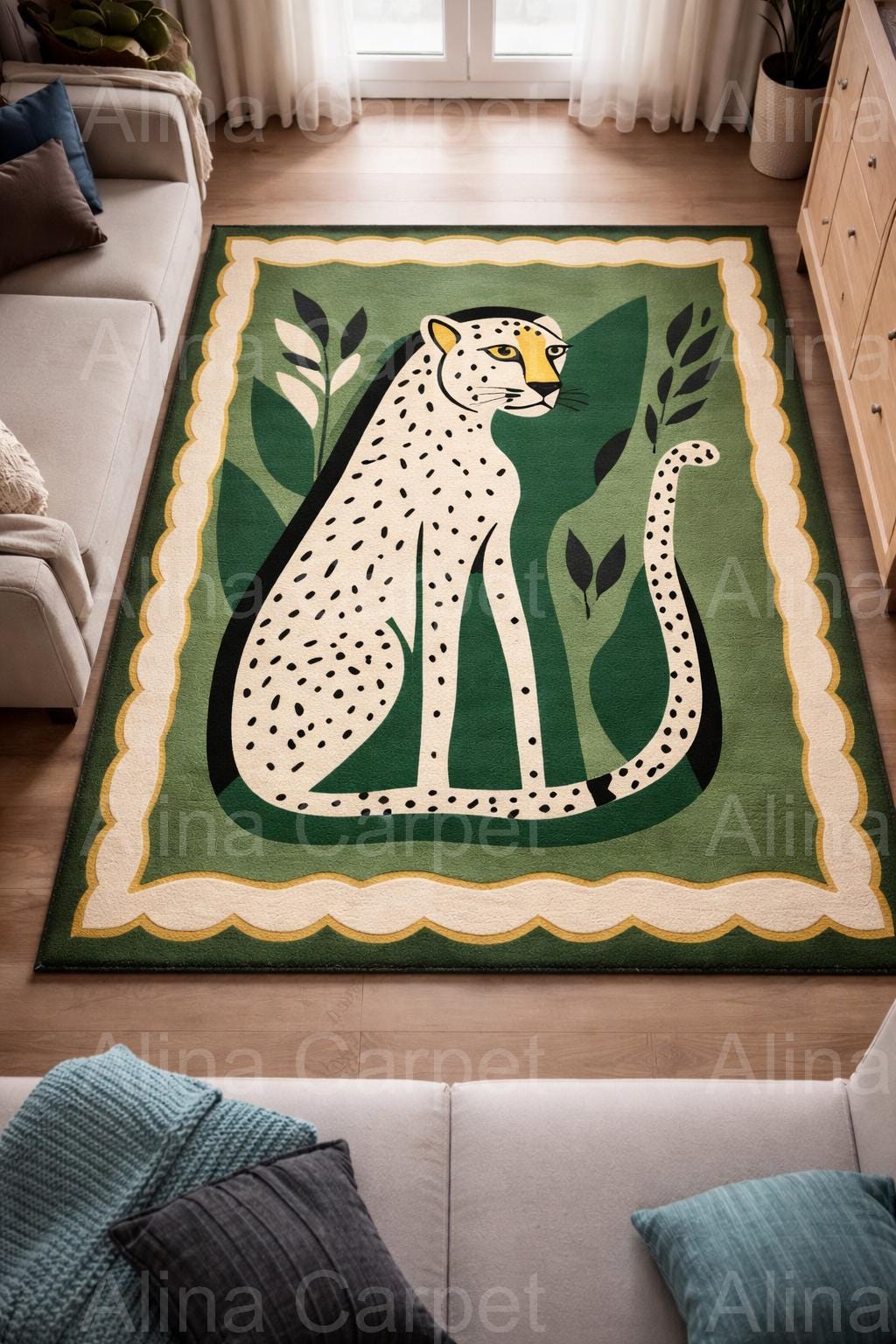 Anthropologie Cheetah Rug - Etsy