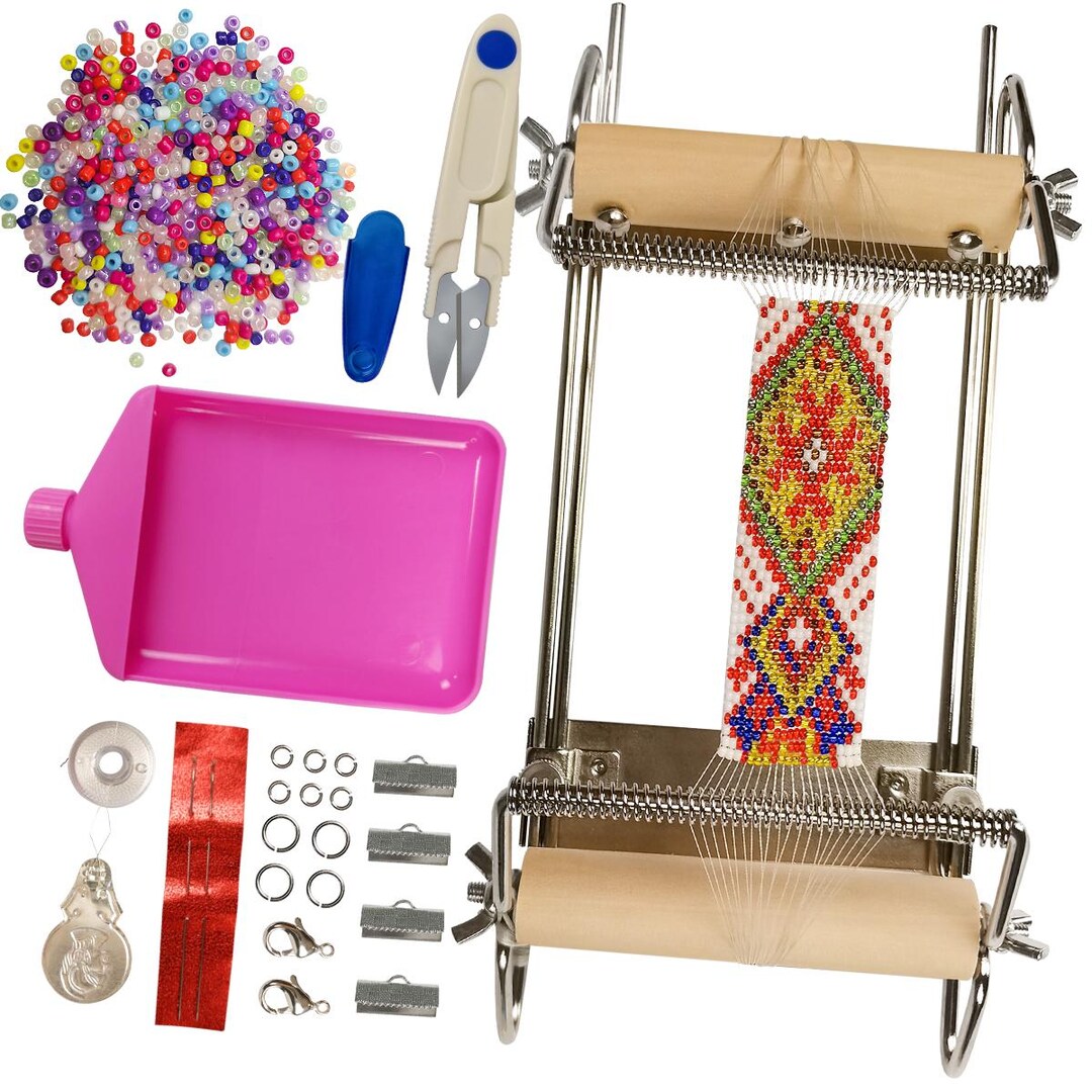 Adjustable Bead Loom Kit – Complete Jewelry Making Set With Seed Beads ...