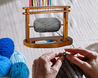 Wooden Desktop Yarn Organizer – Multi-Tier Storage Rack for Crochet Thread, Beads & Knitting Tools