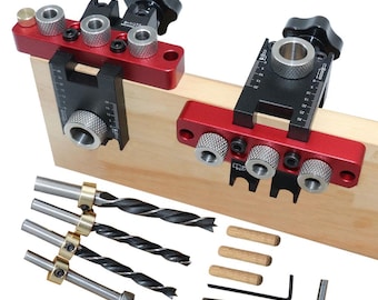 3-in-1 Woodworking Doweling Jig – Adjustable Drill Guide & Dowel Cam Locator for Perfect Joints