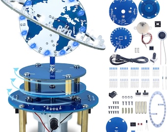 DIY Rotating Globe Electronics Kit – Planetary Motion Soldering Project with Adjustable LED Brightness