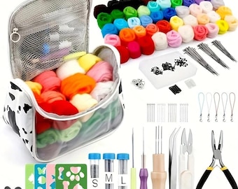 228-Piece Needle Felting Starter Kit – 50 Colors Wool Roving with Tools, Needles & Accessories