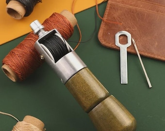 Leather Sewing Awl Kit – Manual Lockstitch Tool with Waxed Thread for Leather & Canvas Repair