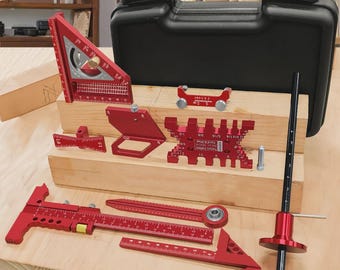 10-Piece Woodworking Layout & Measuring Tool Set with Storage Box