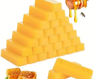 Natural Beeswax Sticks for Candle Making & Wood Polish – Yellow Craft Wax (15 Piece Set)
