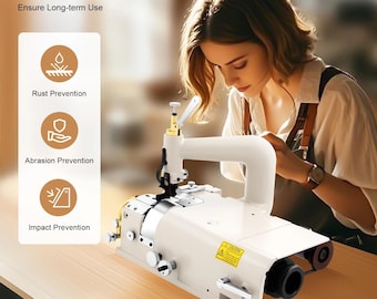 Leather Skiving Machine w/ Auto Sharpening | Cast-Iron Edge Thinning Skiver for Bags, Belts, Wallets, Footwear