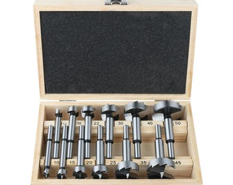 12-Piece Forstner Drill Bit Set – 3/8" to 2" (10–50 mm) Wood Boring Bits, High Carbon Steel