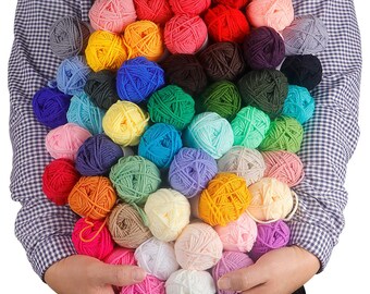 50-Piece Soft Yarn Set for Knitting & Crochet – Durable Blended Fiber, Mixed Colors (1 oz (25 g) each)