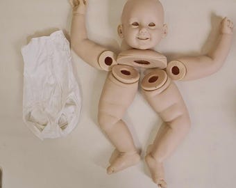 28" Unpainted Newborn Doll Kit with Cloth Body – Full Vinyl Limbs and Connectors for DIY Toddler Doll Making