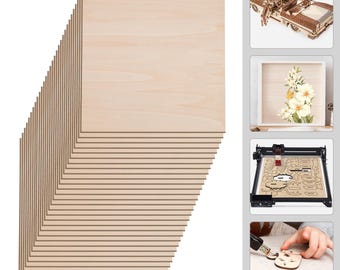 Basswood Sheets for DIY Crafting – 30-Piece Pack, 3 mm Thick, Smooth Blank Boards (11.8" x 11.8")