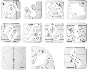 11-Piece Free Motion Quilting Template Set – Curved Sampler Rulers for Domestic Sewing Machines