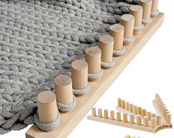 Adjustable Wooden Loom Frame for Chunky Knit Blankets – DIY Weaving Kit for Beginners (46" (117 cm))