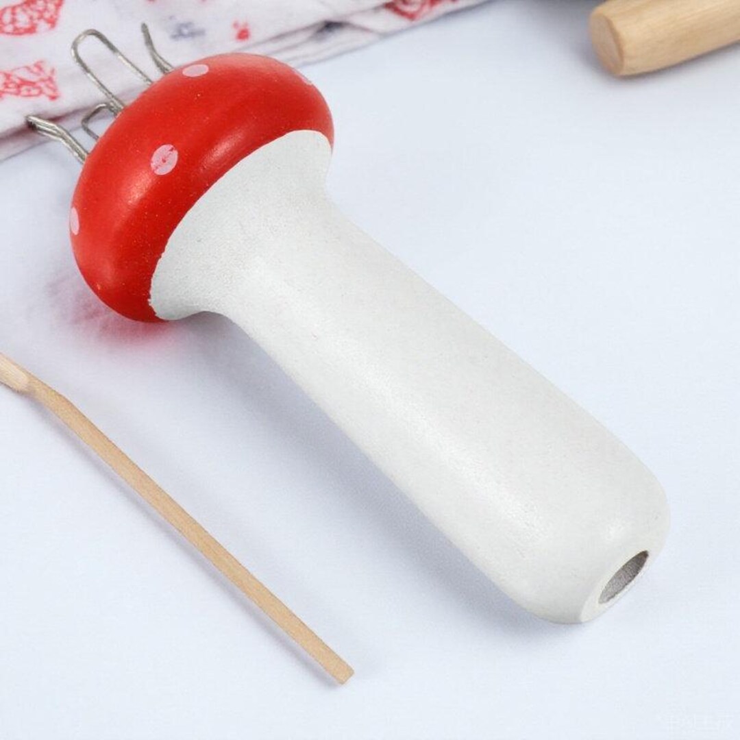 Handheld Wooden Mushroom Knitting Tool – Compact 4