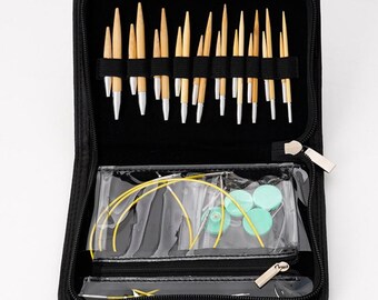 Interchangeable Wooden Circular Knitting Needle Set – 10 Pairs Smooth Wood Tips (0.12"–0.26" (3–6.5 mm))