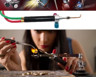 Mini Jewelry Welding Torch Kit – Oxygen & Fuel Precision Soldering Torch with 5 Tips (14mm or 16mm)