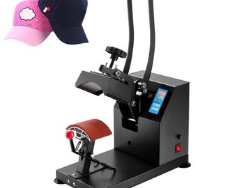 Desktop Hat Heat Press Machine – 5.5" x 3.5" Curved Plate, Digital Temp & Timer Control (5.5" x 3.5" / 14 x 9 cm)