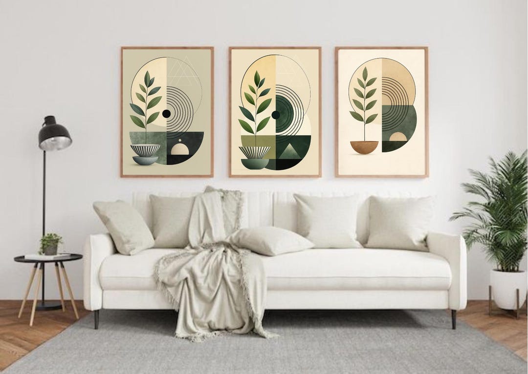 Abstract Botanical Print Set - Geometric Earth Tone Wall Art - Etsy