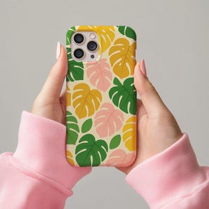 Tropical Leaf Phone Case, Durable Smartphone Cover, Floral iPhone Case, Nature Lover Gift, Summer Samsung Galaxy Case, Gift For Plant Lover
