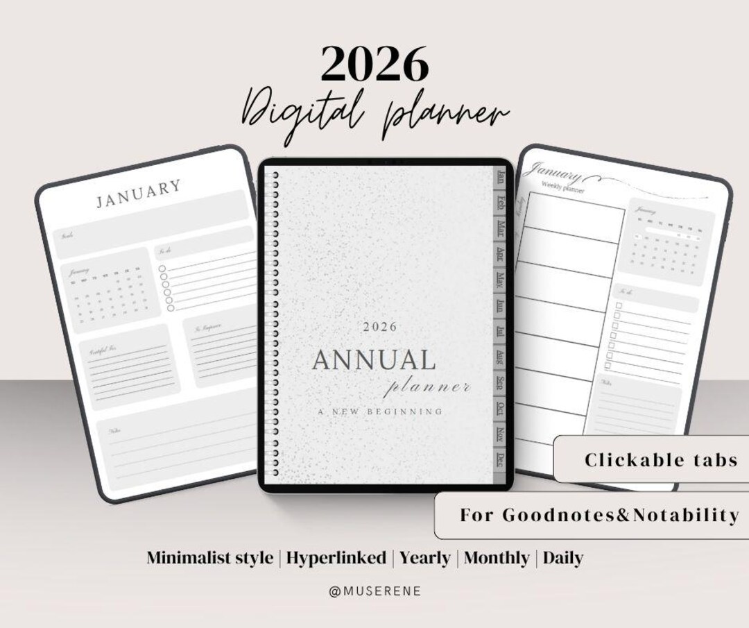 2026 Minimalist Digital Planner: Fillable PDF for Goodnotes and Notability (digital Download) - Etsy