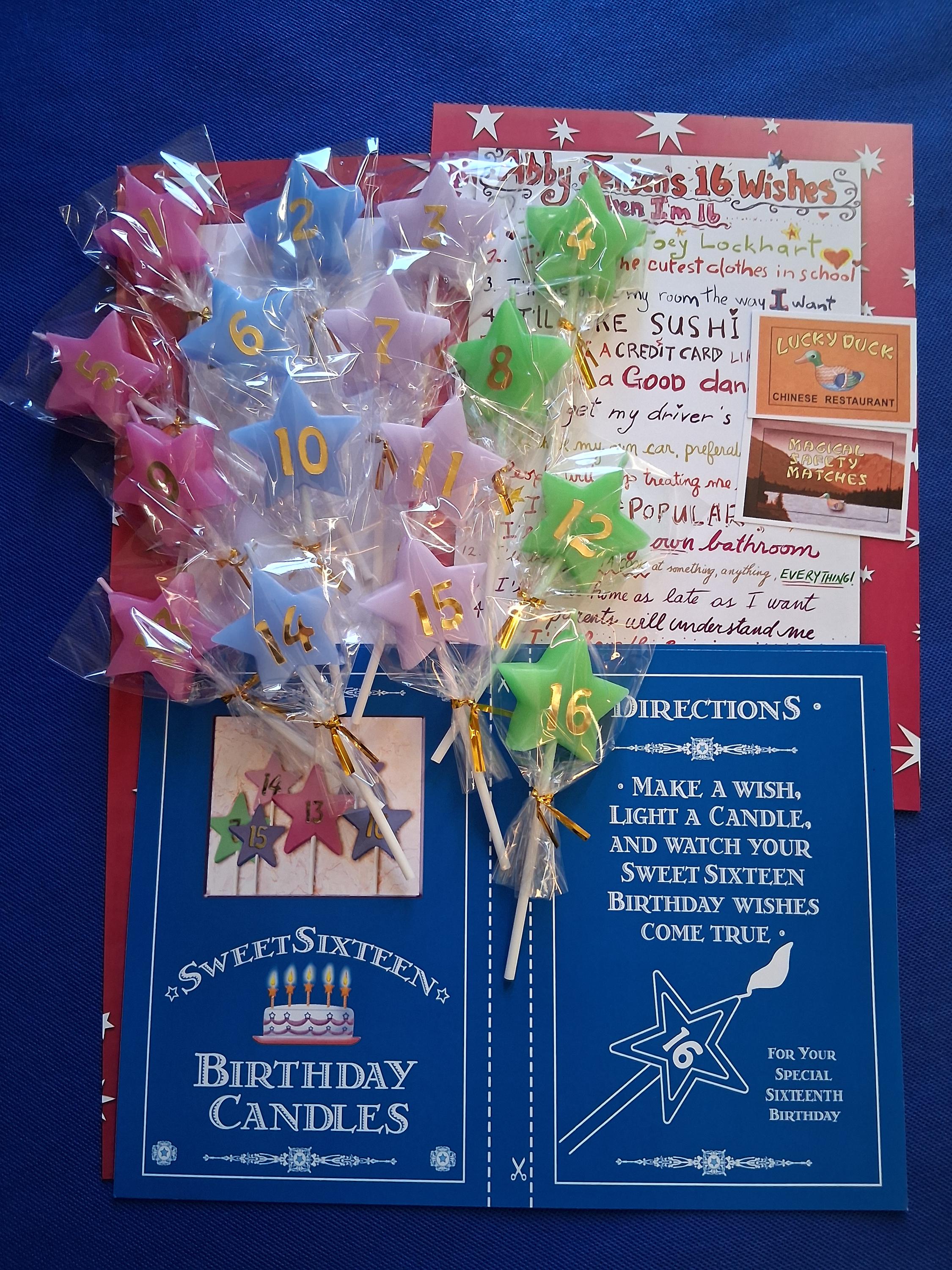 16 Wishes Star Candles and ready-made labels to decorate the box Gift idea DIY Box Not Included Sweet Sixteen Gift Set