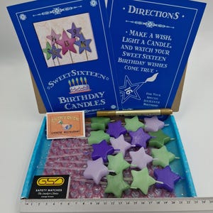16 Wishes Candles DYI Kit – Creative Set with Star Candles to Decorate Your Own Candle Box Sweet Sixteen Gift Idea