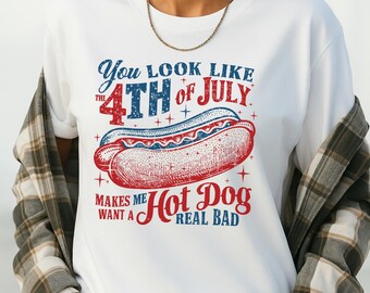 Camiseta divertida de perrito caliente del 4 de julio: meme patriótico de barbacoa unisex.