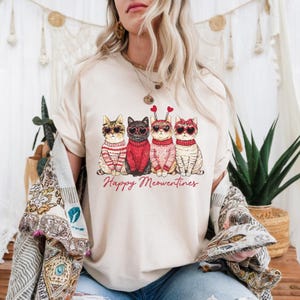 Happy Meowentines Cute Cat Lover T-Shirt, Sweatshirt, Hoodie - Valentine’s Day Cat Tee for Women