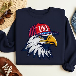 Camiseta con águila y bandera estadounidense: camiseta patriótica del 4 de julio de EE. UU.