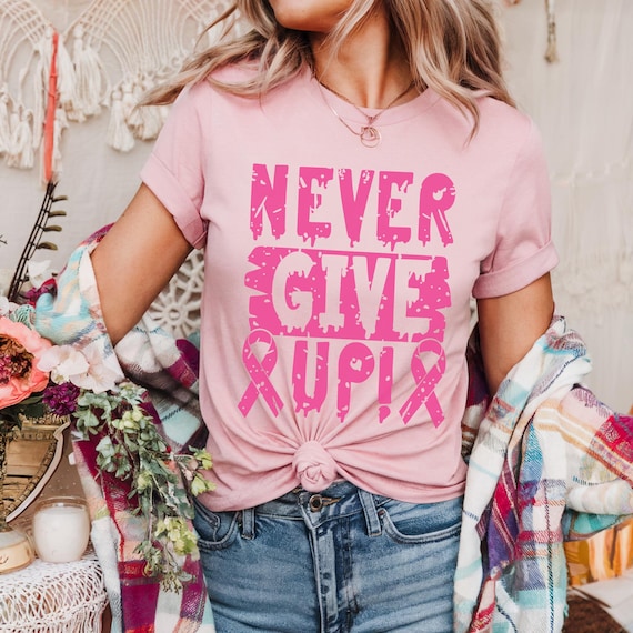 Women's Breast Cancer Awareness Shirt - Sunflower/Dandelion Pink Ribbon Print Short Sleeve Tee - View #2