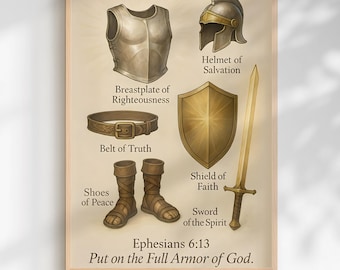 Impresión de la Armadura Completa de Dios, Arte Cristiano, Efesios 6:13, Arte Cristiano para Pared (Descarga PNG PDF)