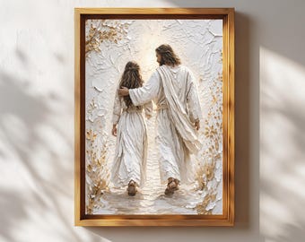 Christian Healing Wall Art | Jesus Comforting Woman Print | God Is With You Artwork | Faith Over Fear Decor | Spiritual Peace Art