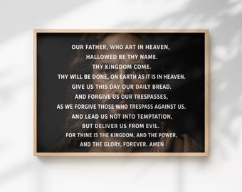 Lords Prayer Wall Art x 2 Images | Our father Art, Jesus Portrait Christian Wall Art | Matthew 6:9-13 Scripture Print | Religious Home Decor