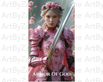 Pink Full Armor of God, Christian Art, Ephesians 6, Christian PNG, Christian Artwork, LDS