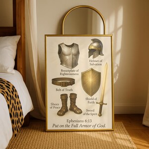 Impresión de la Armadura Completa de Dios, Arte Cristiano, Efesios 6:13, Arte Cristiano para Pared (Descarga PNG PDF) imagen 15