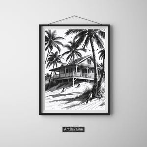 Beach Coastal Wall Art, Preppy Maximalist Decor, Summer Beach Print, Beach House, Beach House Wall Cover, Trendy Printable Poster